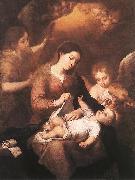 MURILLO, Bartolome Esteban Mary and Child with Angels Playing Music sg oil on canvas